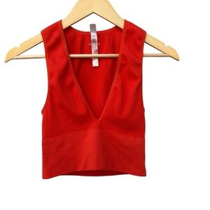Urban Outfitters Orange V-Neck Crop Top Size Large